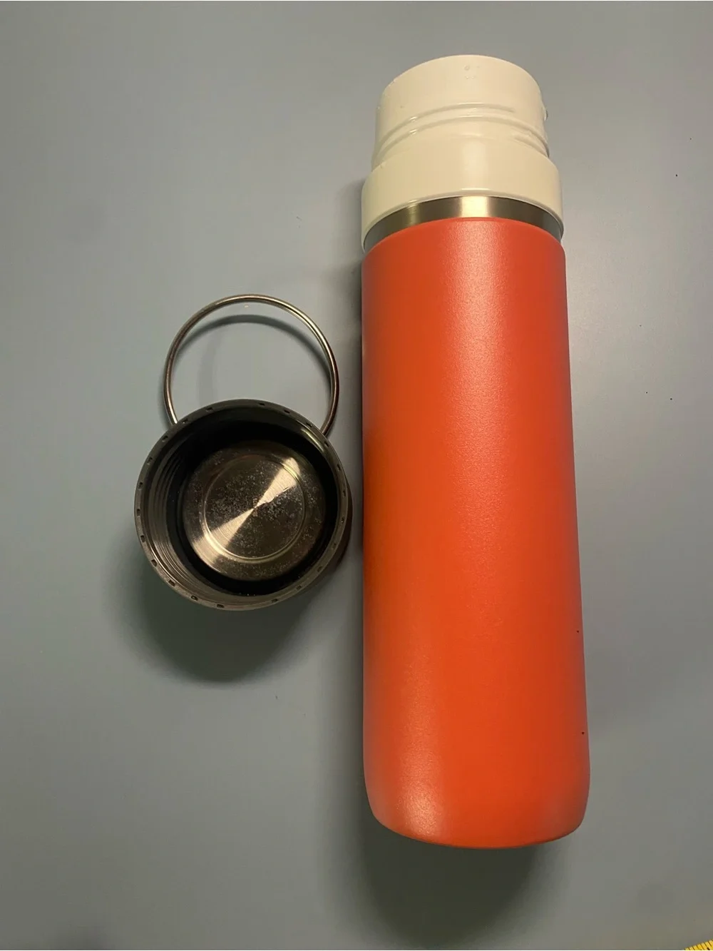 Stanley Orange Tumbler with Black Lid and White Band